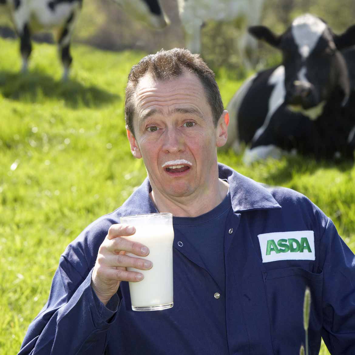 Paul Whitehouse has a milk moustache in a TV advert for ASDA